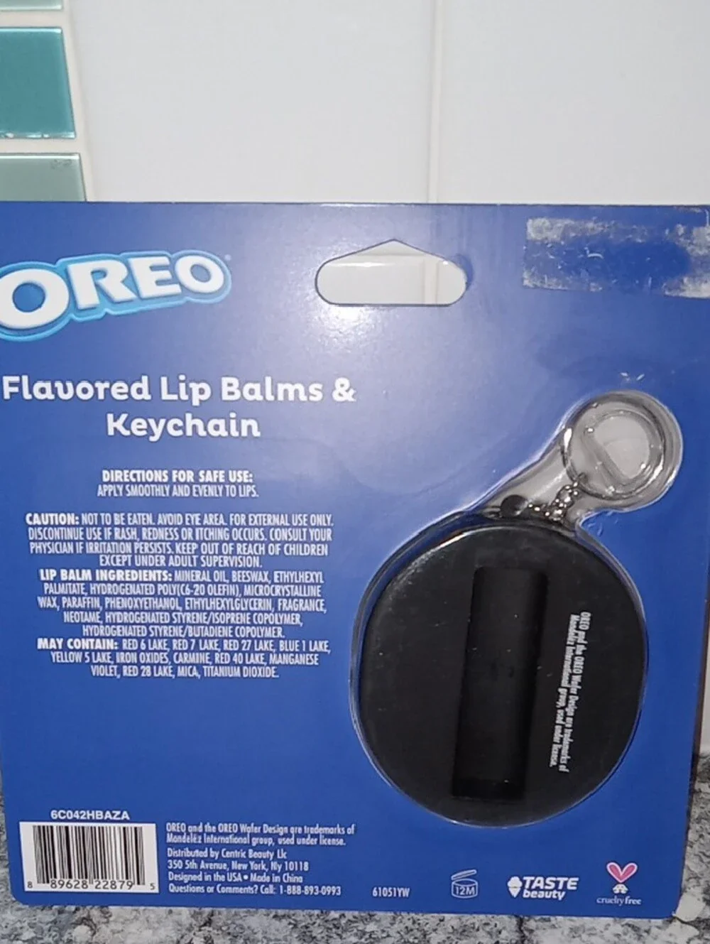 Oreo Lip Balms & Keychain - Green, Blue, White